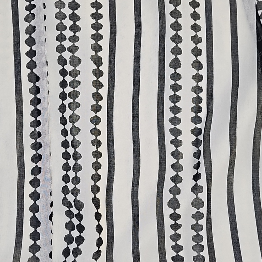 Chico's Black & White Dotted Stripe Chiffon Handkerchief Hem Midi Maxi Skirt - Picture 7 of 16